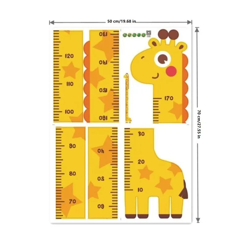 Children Growth Height Ruler Sticker To Measure And Record Kids Height With Unicorn Dinosaur Giraffe Cartoon Nursery Decor-HomeDecorDecals_com