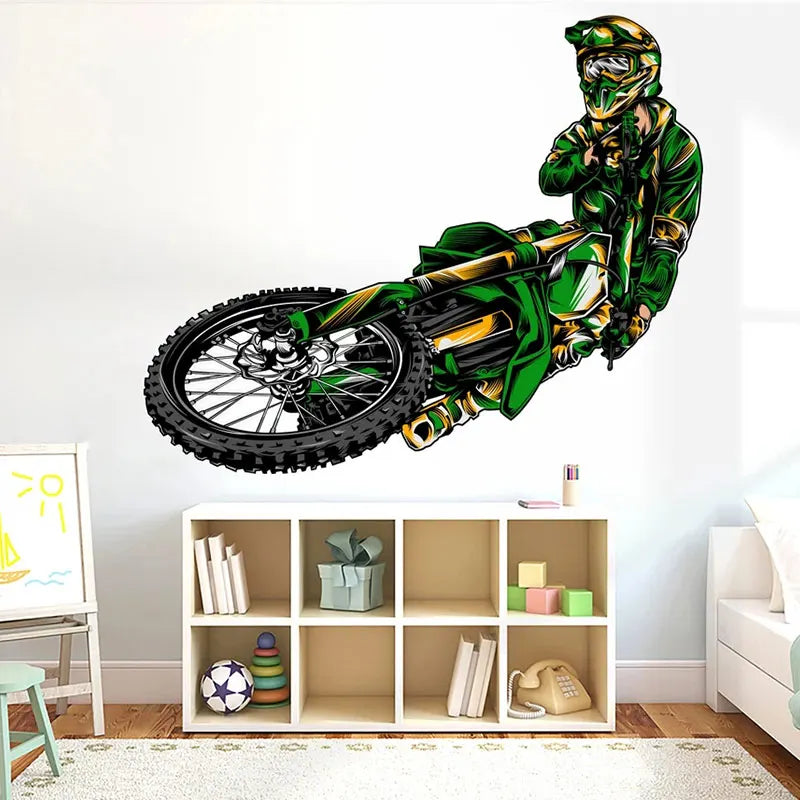 Motocross Dirt Bike Wall Decal Boys Bedroom Playroom Home Decoration Motorbike Extreme Sport Art Window Sticker Mural-HomeDecorDecals_com