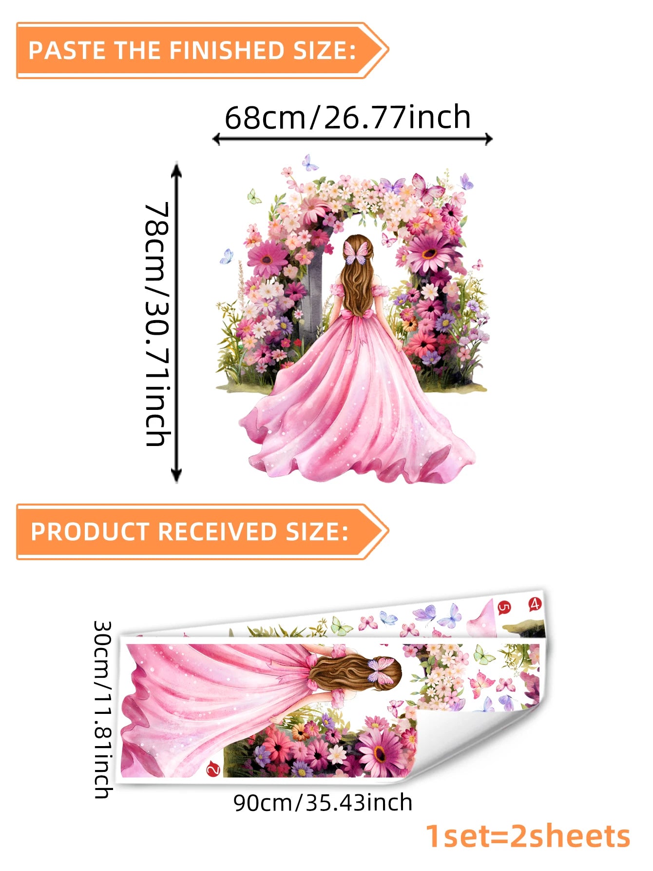 Princess Wall Decals, Butterfly Wall Decor, Peel and Stick Wall Stickers for Living Room, Dining Room, Kitchen-HomeDecorDecals_com