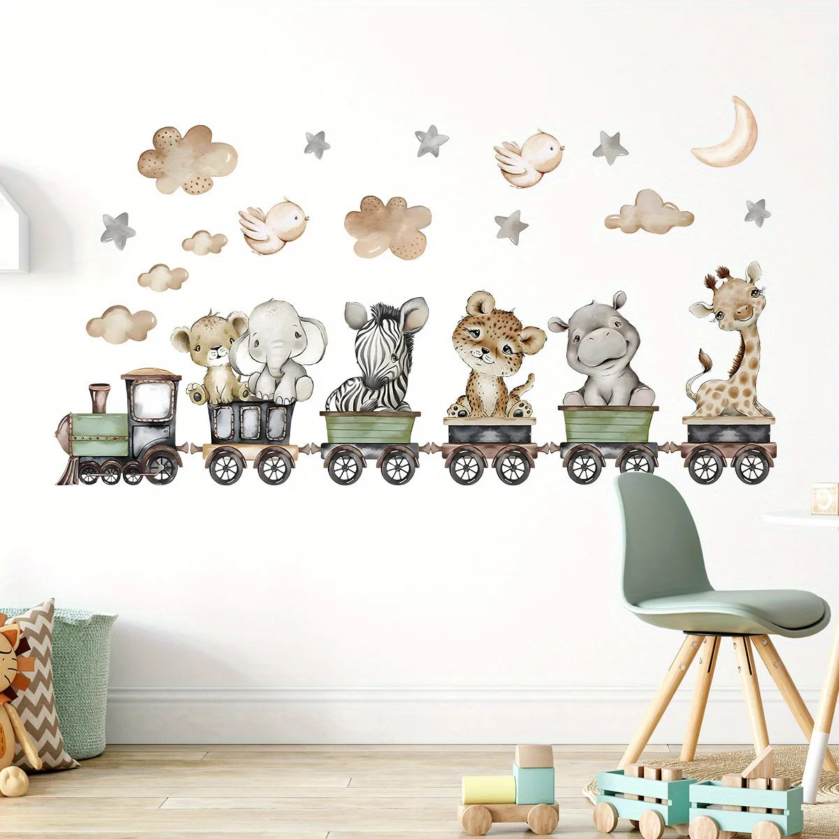 Cartoon Animal Train Wall Decal for Kids-HomeDecorDecals_com