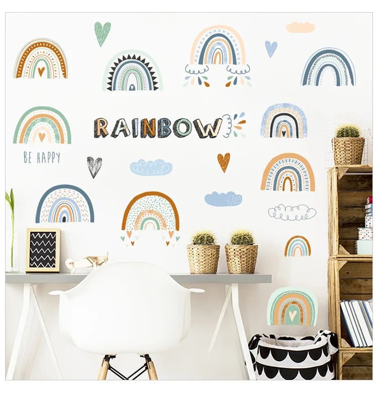 1x Cartoon Arch Rainbow DIY Wall Stickers for Baby Room Kids Bedroom Nursery Window Decor Removable PVC Decals Home Pieces Mural-HomeDecorDecals_com