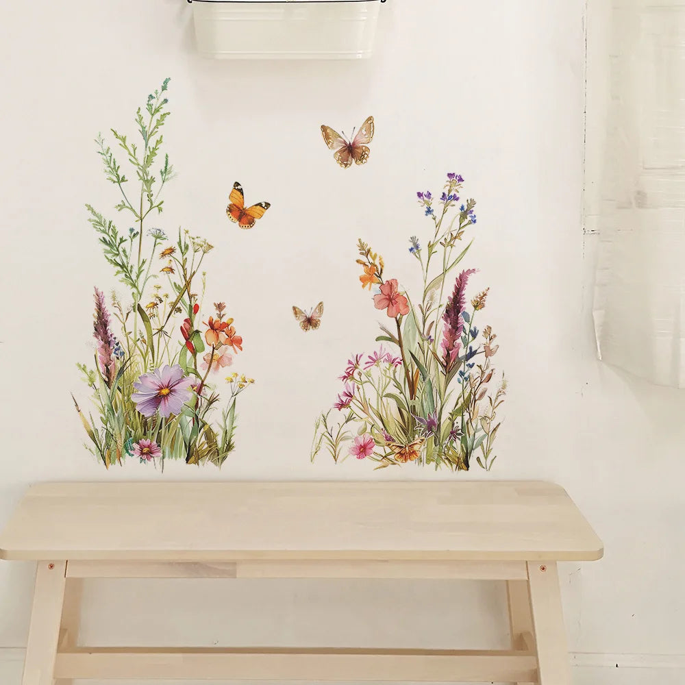 2PCS Flower And Leaf Wall Stickers PVC Kids Room Decor-HomeDecorDecals_com