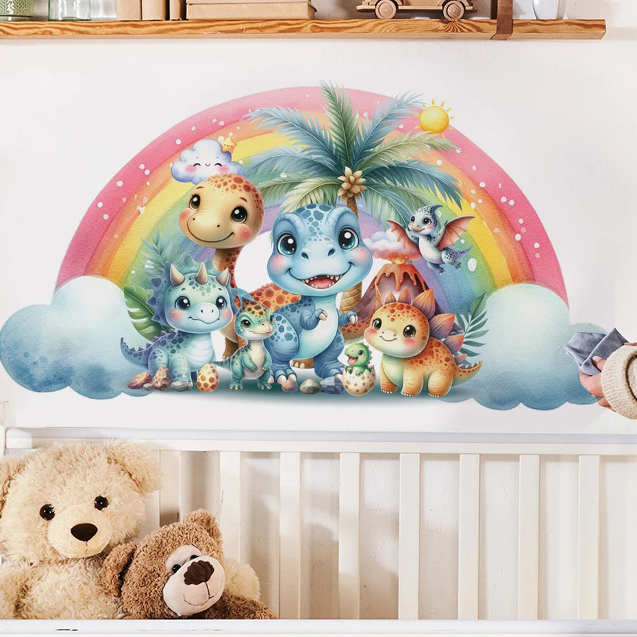 Cartoon Cute Dinosaur Wall Stickers for Children Room Boy Kids Room Living Room Nursery Background Decoration Wall Decals-HomeDecorDecals_com