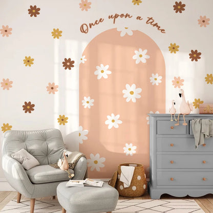 Boho Flowers Arch Wallpaper Nursery Decal Children's Room Baby Sticker Kids Bedroom Living Vinyl Home Decoration Peel and Stick-HomeDecorDecals_com