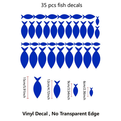35 pcs Fish /Set Vinyl Wall Sticker Waterproof Removable Bathroom Wall Decor, Ocean Fish Scene Wall Decals For Nursery Kids Room-HomeDecorDecals_com
