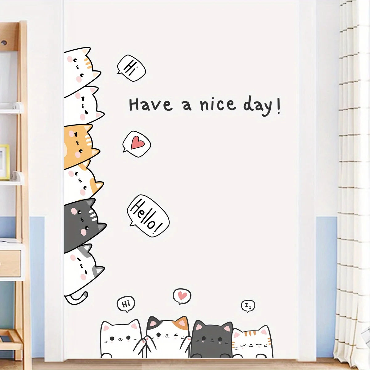 Close-up view of Cartoon 10 Cats Wall Decal | Home Decor by HomeDecorDecals.