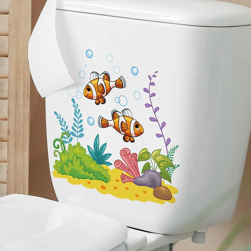Green Plant Leaves Bathroom Toilet Sticker WC Closestool Wall Sticker Self Adhesive Mural Beautify Flower Home Decoration Decals-HomeDecorDecals_com
