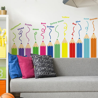 Cartoon Rainbow Crayon Wall Stickers Kids Room Bedroom Background Decoration Wallpaper Home Decor Self Adhesive Nursery Decals-HomeDecorDecals_com