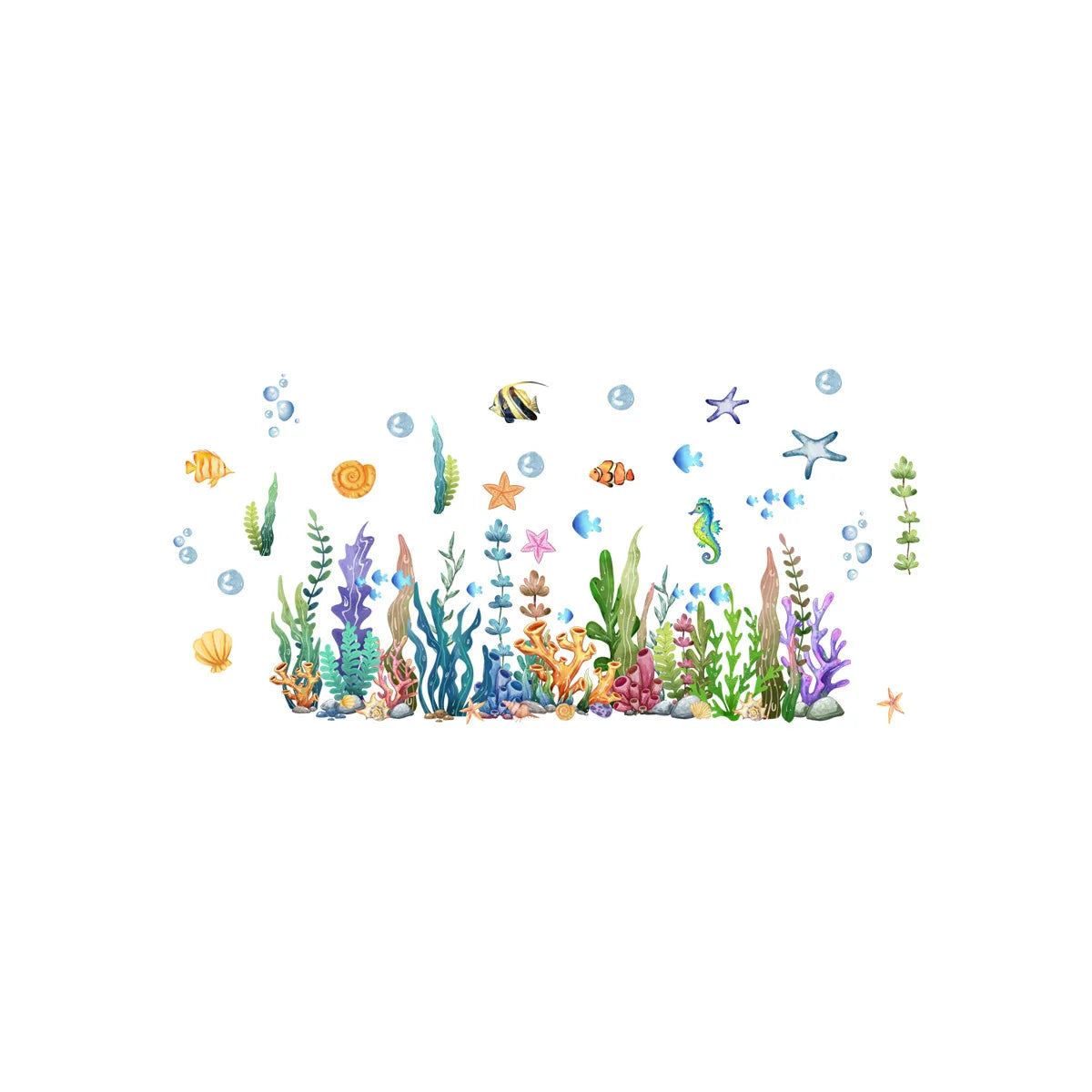 Ocean Sea Animals Fishes and Seaweed Coral Bathtub Sticker for Nursery Bathroom Shower Background Wall Self-Adhesive Decoration-HomeDecorDecals_com