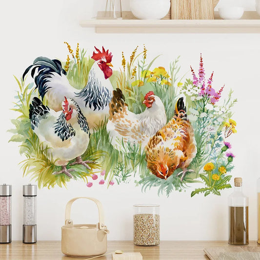 Countryside Style Hen in Grass Wall Decal | Home Decor by HomeDecorDecals.