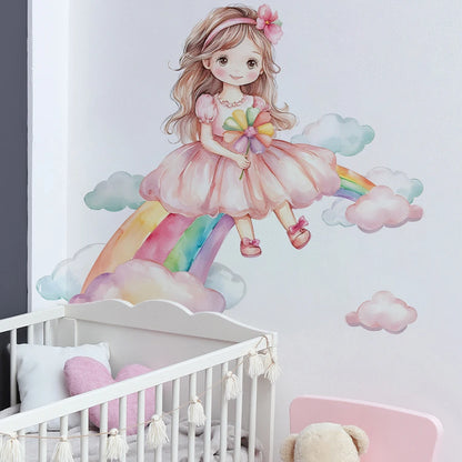 Girl Moon And Butterflies Wall Sticker for Kids Room-HomeDecorDecals_com