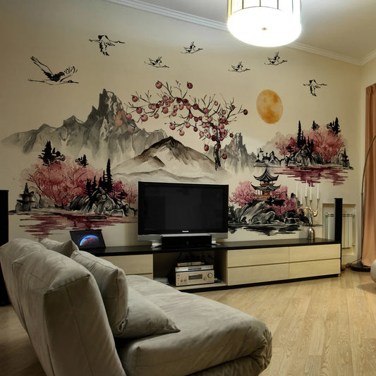 Creative Ink Style Landscape Painting Wall Decal | Home Decor removable peel and stick wall decal by HomeDecorDecals.
