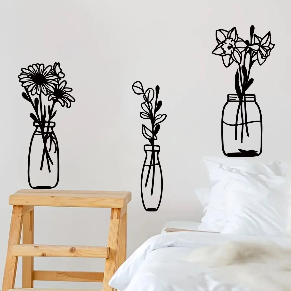 Line Flower Vase Pattern Wall Decal | Home Decor removable peel and stick wall decal by HomeDecorDecals.