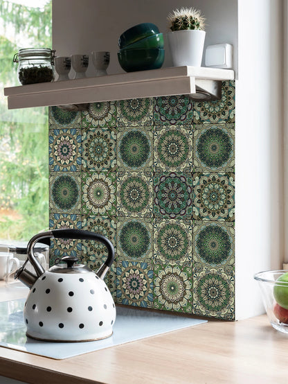 Green Mandala Kitchen Wall Decal | Home Decor removable peel and stick wall decal by HomeDecorDecals.
