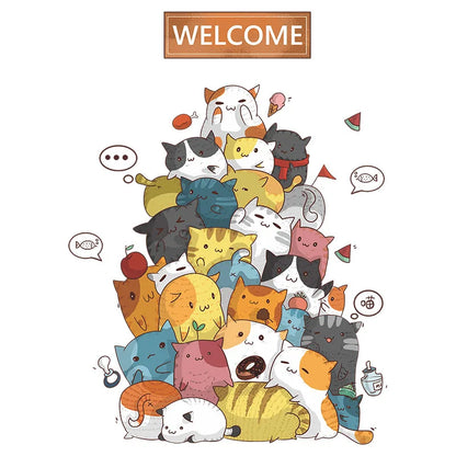 2PCS Cartoon Naughty Cats Stacked Arhats Wall Stickers Kindergarten Children'S Room Wall Decoration Fun Wallpaper-HomeDecorDecals_com
