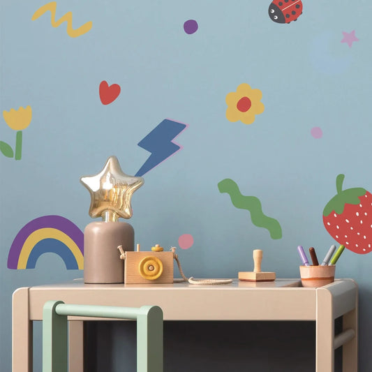 Colourful Kids Fun Doodle Wall Decal | Room Decor removable peel and stick wall decal by HomeDecorDecals.