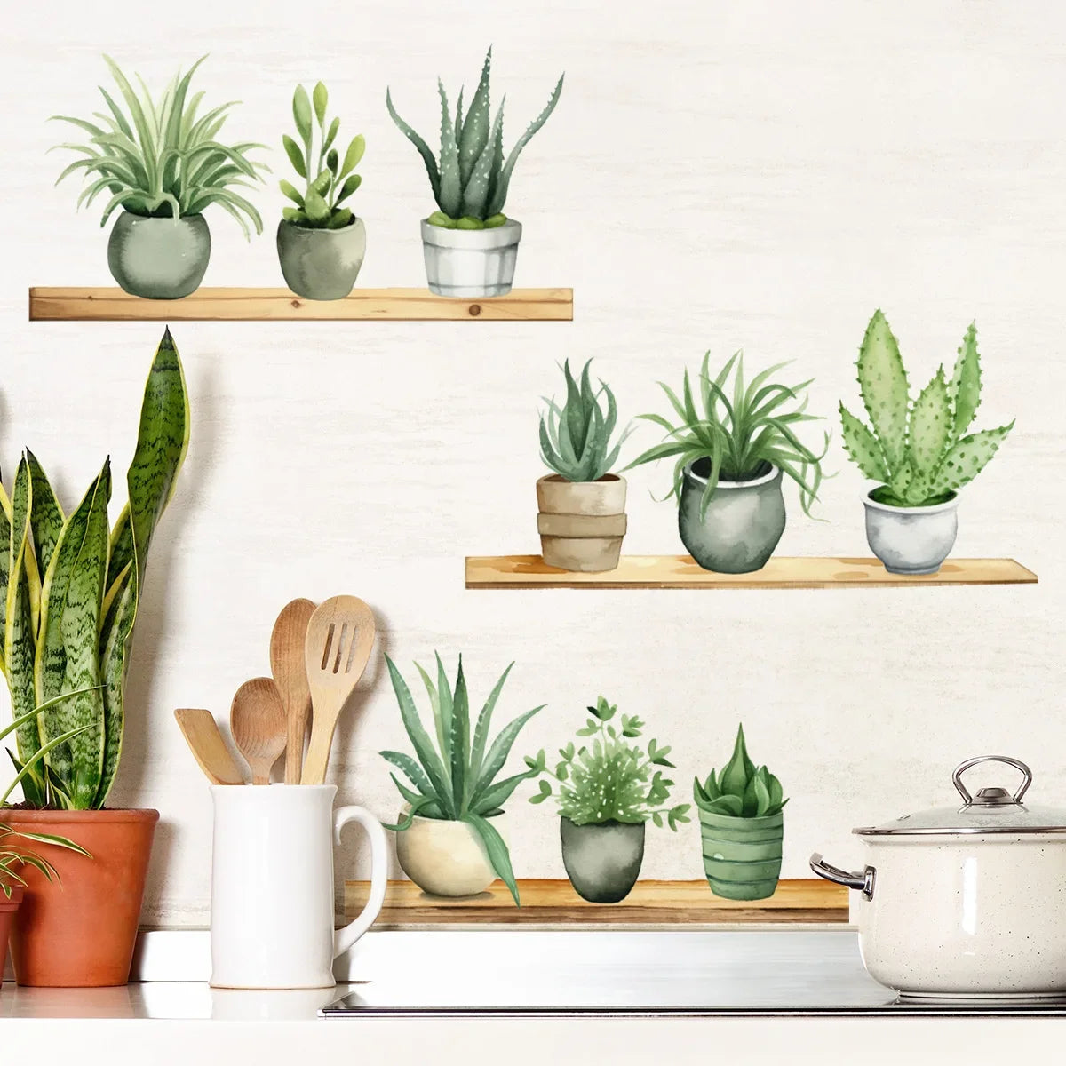 Creative Wall Stickers Potted Plant Decals Self-adhesive Removable Wall Mural DIY Wall Art Home Decoration Accessories-HomeDecorDecals_com
