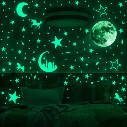 Luminous Moon and Stars Wall Stickers for Kids Room Baby Nursery Home Decoration Wall Decals Glow in the Dark Bedroom Ceiling-HomeDecorDecals_com