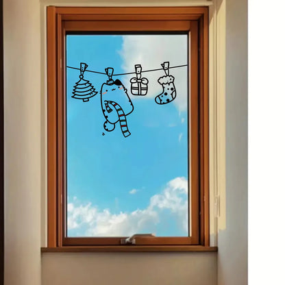 Close-up view of Clothesline with Animal Patterns Wall Decal | Home Decor by HomeDecorDecals.