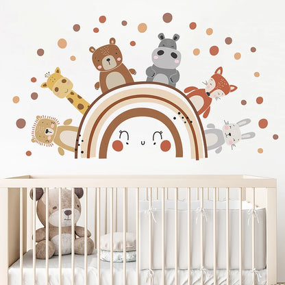 Boho Style Cute Animals Rainbow Lion Fox Bunny Wall Stickers for Kids Room Bedroom Wall Decals Home Decorative Stickers Decor-HomeDecorDecals_com