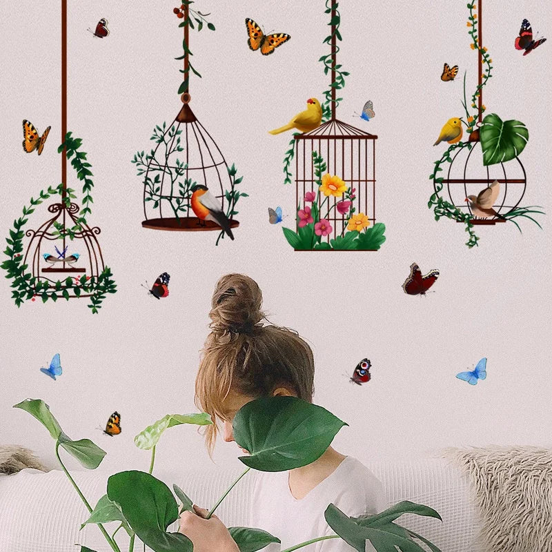 Beautiful Butterfly and Bird Cage Wall Decal | Home Decor design details by HomeDecorDecals.