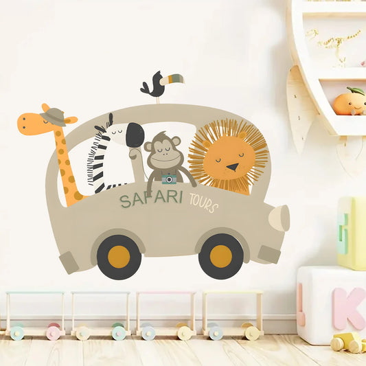 1Pc Giraffe lion cartoon Animal car wall stickers for kids room decoration bedroom wall decals living baby room decor 40*60cm-HomeDecorDecals_com