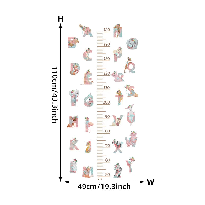 Cartoon Smile Animals Bear Lion Deer Hippo Stars Height Ruller Wall Stickers for Kids Room Boy Girl Room Nursery Wall Decals pvc-HomeDecorDecals_com