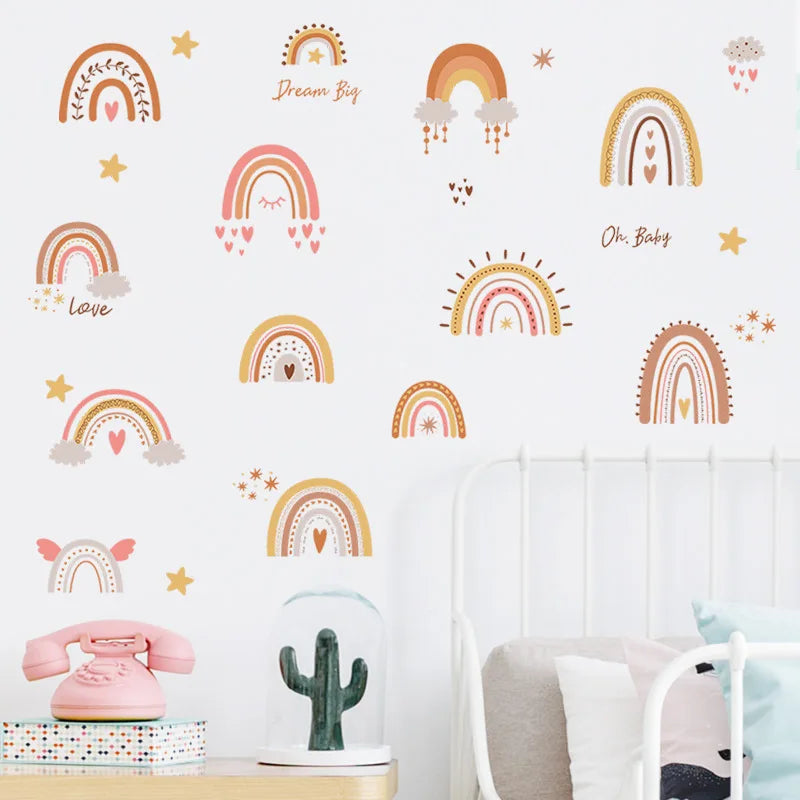 1x Cartoon Arch Rainbow DIY Wall Stickers for Baby Room Kids Bedroom Nursery Window Decor Removable PVC Decals Home Pieces Mural-HomeDecorDecals_com