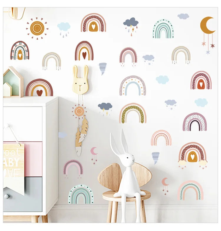 1x Cartoon Arch Rainbow DIY Wall Stickers for Baby Room Kids Bedroom Nursery Window Decor Removable PVC Decals Home Pieces Mural-HomeDecorDecals_com