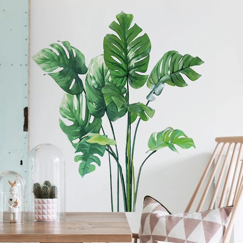 Large Tropical Green Plant Wall Stickers-HomeDecorDecals_com