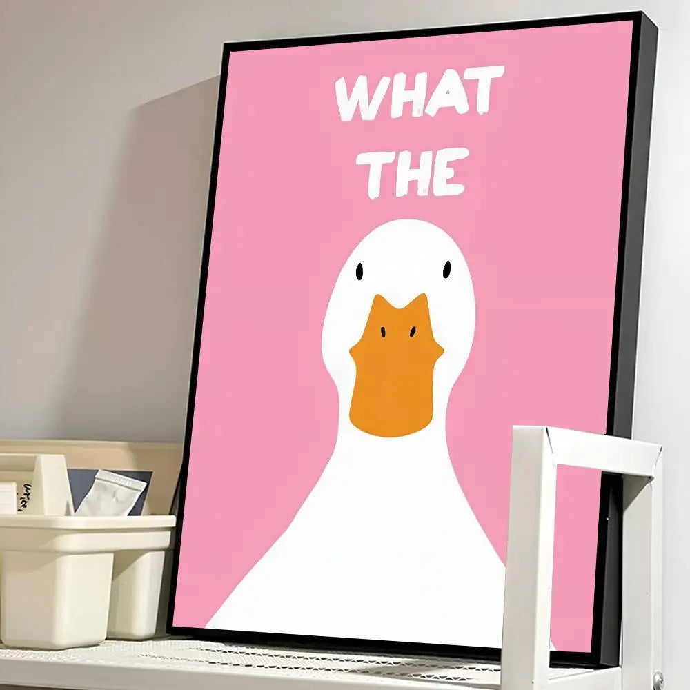 What The Duck Print Art Funny Cute Animal Poster Self-adhesive Art Waterproof Paper Sticker Coffee House Bar Room Wall Decor-HomeDecorDecals_com