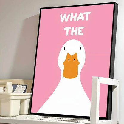 What The Duck Print Art Funny Cute Animal Poster Self-adhesive Art Waterproof Paper Sticker Coffee House Bar Room Wall Decor-HomeDecorDecals_com