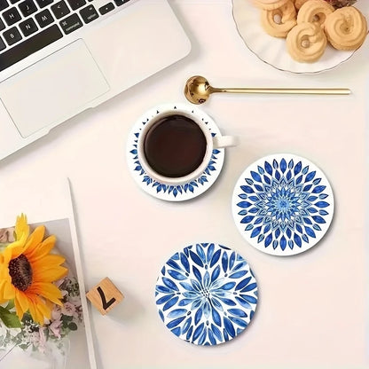 Wood Mandala Flower Round Coasters | Home Decor displayed in room decor by HomeDecorDecals.