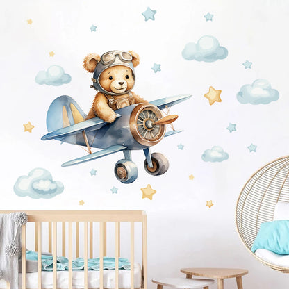 Cartoon Astronaut Bear Wall Sticker PVC Kids Decor-HomeDecorDecals_com