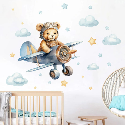 Cartoon Astronaut Bear Wall Sticker PVC Kids Decor-HomeDecorDecals_com