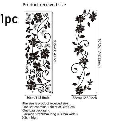 Black Flower Vine and 3D Butterfly Wall Decal | Home Decor home decor design by HomeDecorDecals.