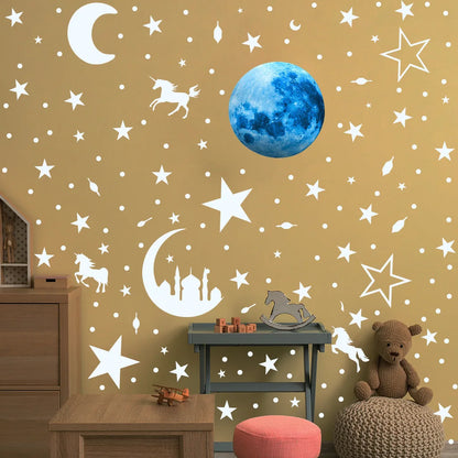 Luminous Moon and Stars Wall Stickers for Kids Room Baby Nursery Home Decoration Wall Decals Glow in the Dark Bedroom Ceiling-HomeDecorDecals_com