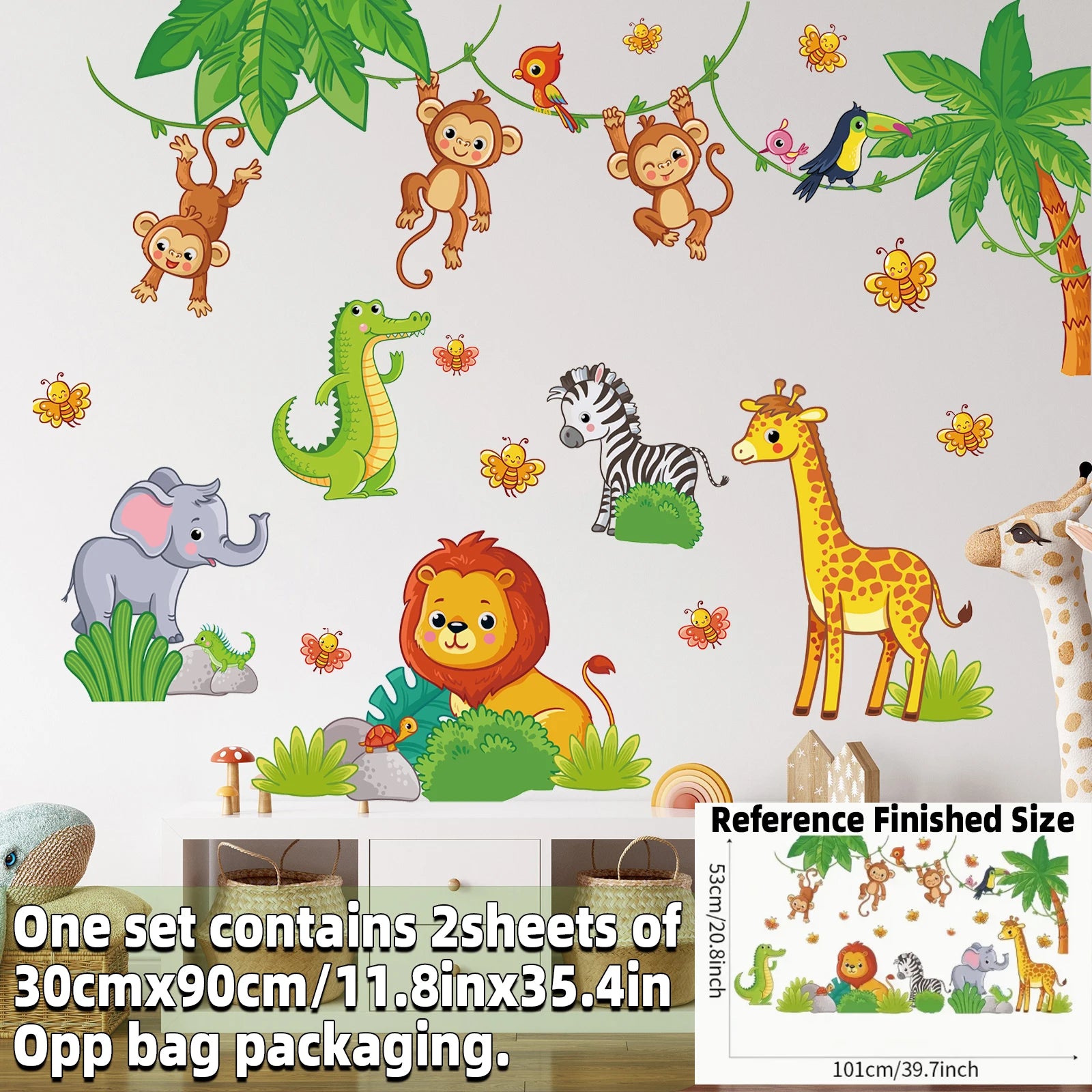 Safari Jungle Woodland Animals Wall Decals Wall Stickers for Boys Girls Baby Nursery Kids Bedroom Living Room Classroom Decor-HomeDecorDecals_com