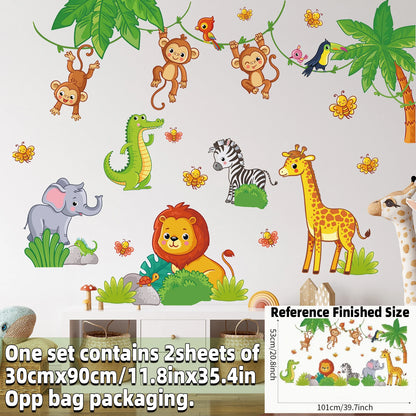 Safari Jungle Woodland Animals Wall Decals Wall Stickers for Boys Girls Baby Nursery Kids Bedroom Living Room Classroom Decor-HomeDecorDecals_com