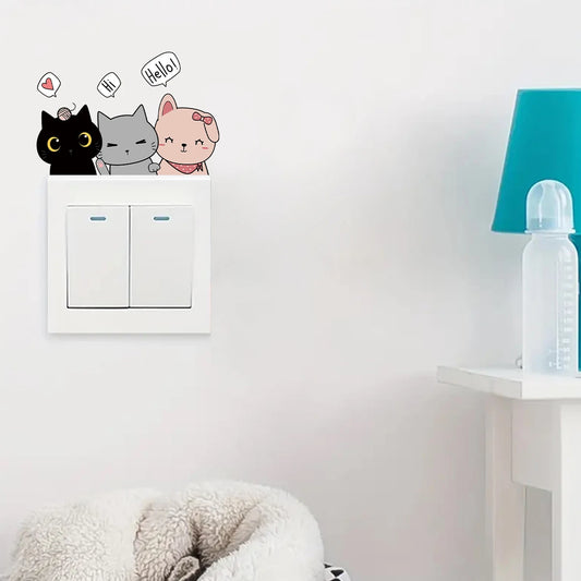 1pcs Cartoon Cute Cat Switch Sticker for Kids Room Decor Wall Decals Home Decoration Accessories Living Room Background-HomeDecorDecals_com