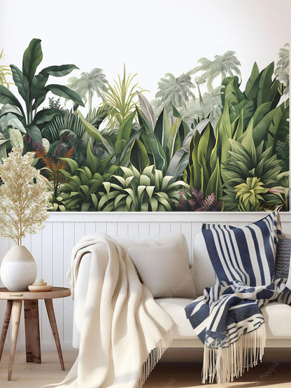 2PCS Tropical Green Plants Wall Stickers, Green Leaves Wall Decals Peel and Stick Home Wall Art Decor Wallpaper for Office Bedro-HomeDecorDecals_com