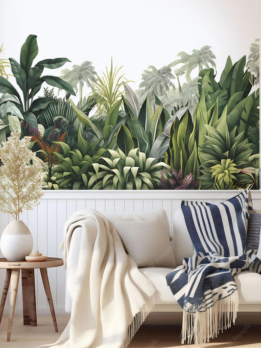 Tropical Green Plants Wall Decal | Room Decor removable peel and stick wall decal by HomeDecorDecals.