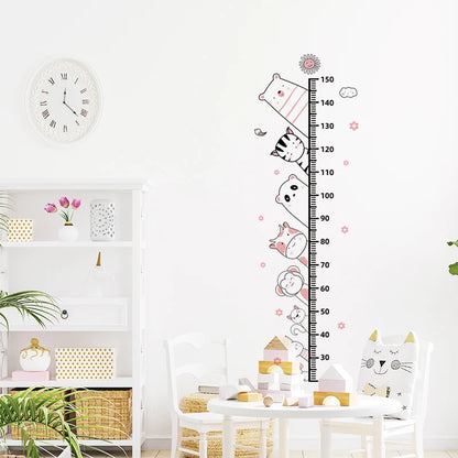 Simple Line Animals Cartoon Height Ruller Wall Stickers Grow Up Height Measure Wall Decals for kis Room Living Room Bedroom PVC-HomeDecorDecals_com