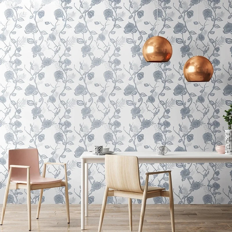 Close-up view of Green White Leaves Wallpaper | Home Decor by HomeDecorDecals.