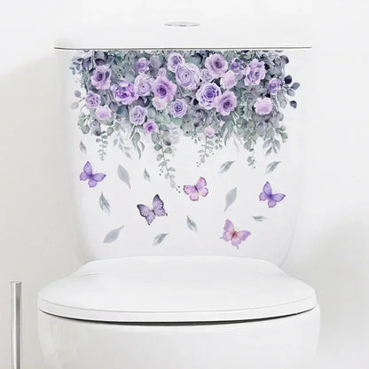 Plant Leaves Wall Sticker Toilet Sticker WC Self Adhesive Mural Beautify Flower Home Decoration Decals Refrigerator sticker-HomeDecorDecals_com