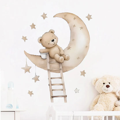 Cute Bear Star Cloud Wall Stickers for Kids Rooms Girls Boys Baby Room Bedroom Decoration Kawaii Cartoon Animal Wallpaper Vinyl-HomeDecorDecals_com