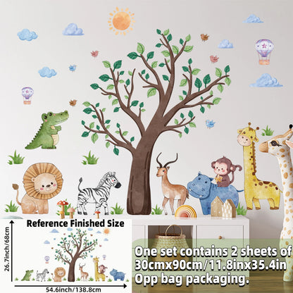 Safari Jungle Woodland Animals Wall Decals Wall Stickers for Boys Girls Baby Nursery Kids Bedroom Living Room Classroom Decor-HomeDecorDecals_com