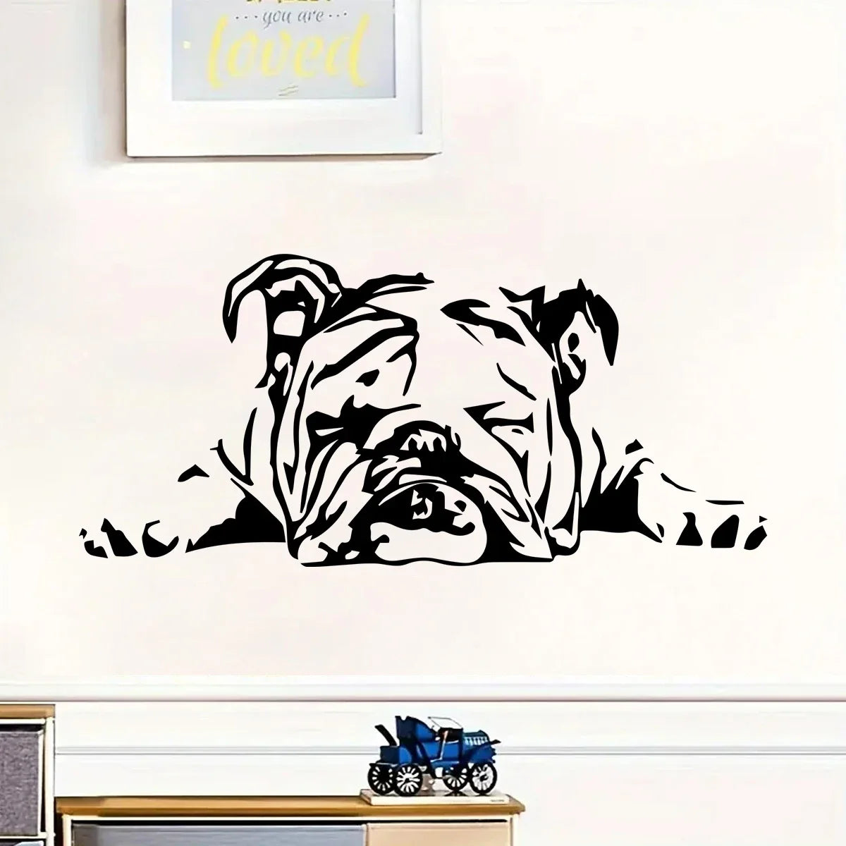 Close-up view of Puppy Lying Down Silhouette Wall Decal | Home Decor by HomeDecorDecals.