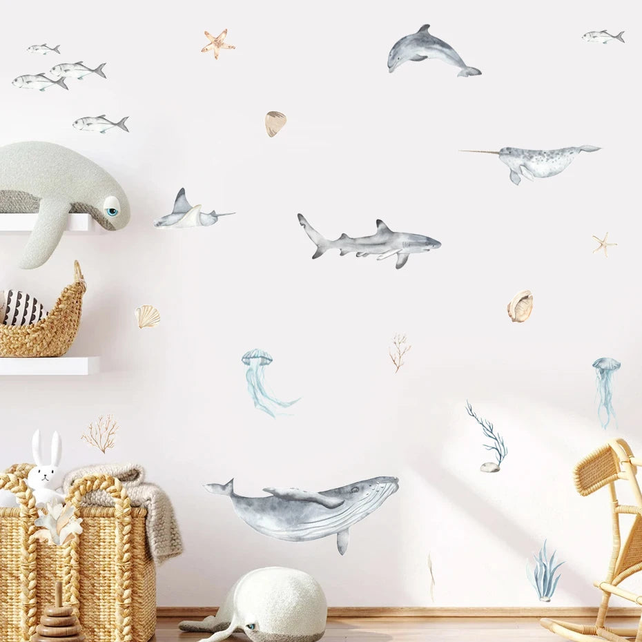 Cartoon Ocean Animals Wall Decal | Room Decor home decor design by HomeDecorDecals.