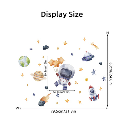 1Pc Cartoon Planet Star Astronaut Wall Sticker Children Boy Room Decoration Bedroom Kids Room Wall Decals Living Room Decor Home-HomeDecorDecals_com